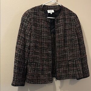 Akris Punto - Bergdorf Goodman - Black and Red Blazer with Tweed Texture - Sz 10